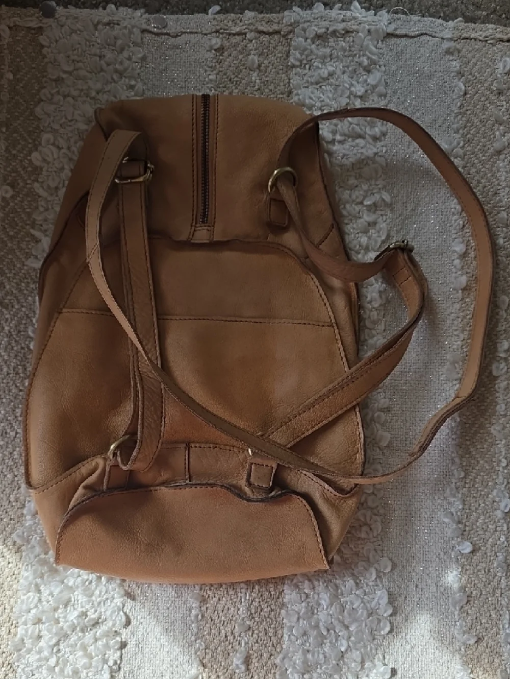 Cut N' Paste Los Angeles Tan Leather Backpack Crossbody Shoulder